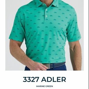 Bermuda Sands Apparel Men's Alligator Print Polo Shirt in Marine Green
